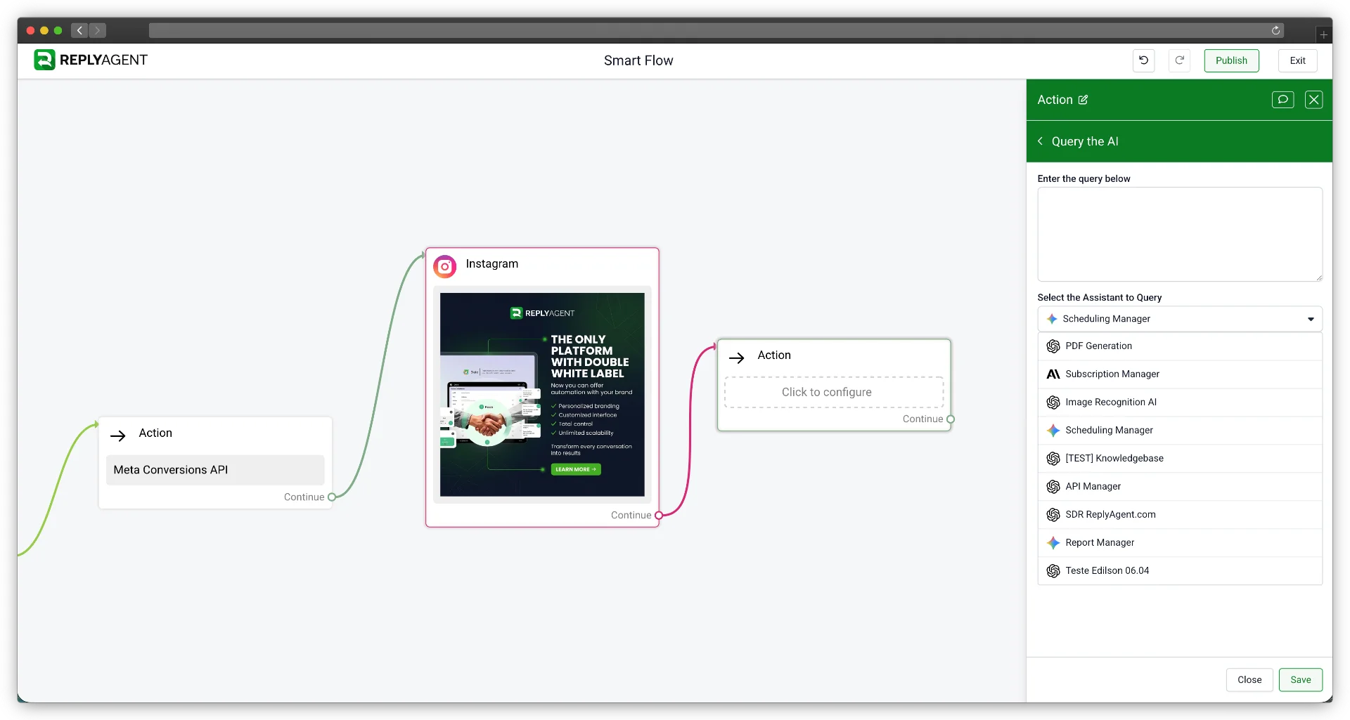 AI block configured inside a Smart Flow