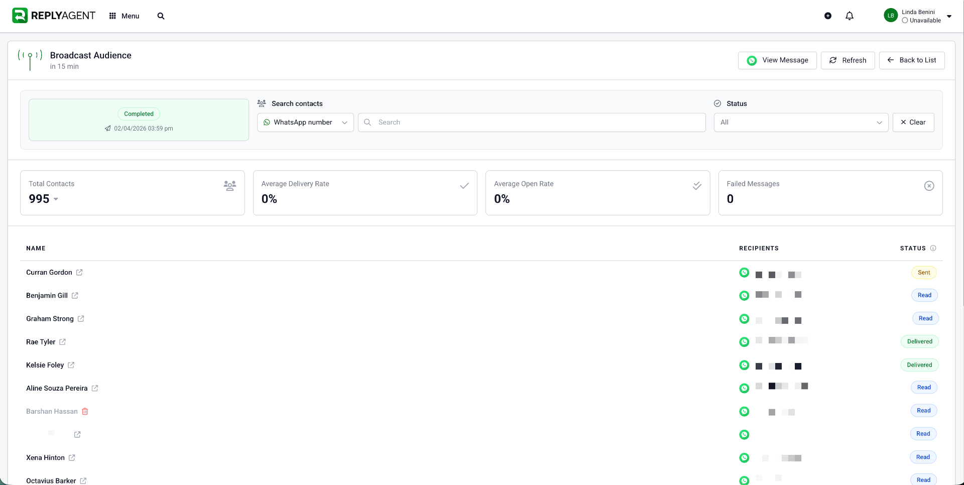 Audience builder filtrando contatos de SMS no CRM